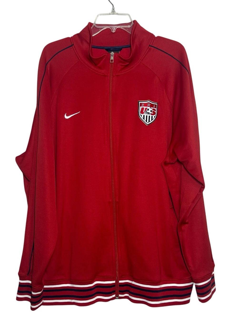NIKE US Soccer Track Jacket Red Full Zip Men’s Size XXL Pockets USA